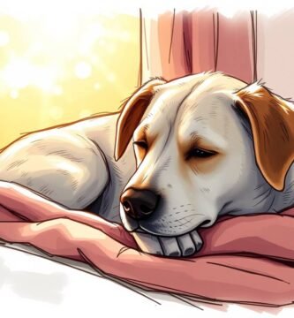 Gemaltes Bild eines Hundes, der auf einer Decke liegt