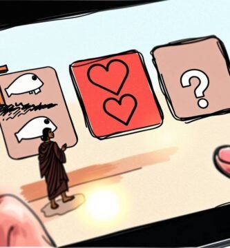 Bild im Cartoon-Stil eines Tablets mit einem interaktiven Quiz-Bildschirm, auf dem Jesus mit drei Fragen und Elementen aus seinem Leben wie Herzen und Fischen dargestellt ist.