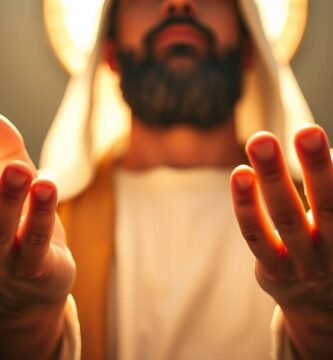 Bild eines Priesters, der mit offenen Händen betet, Nahaufnahme